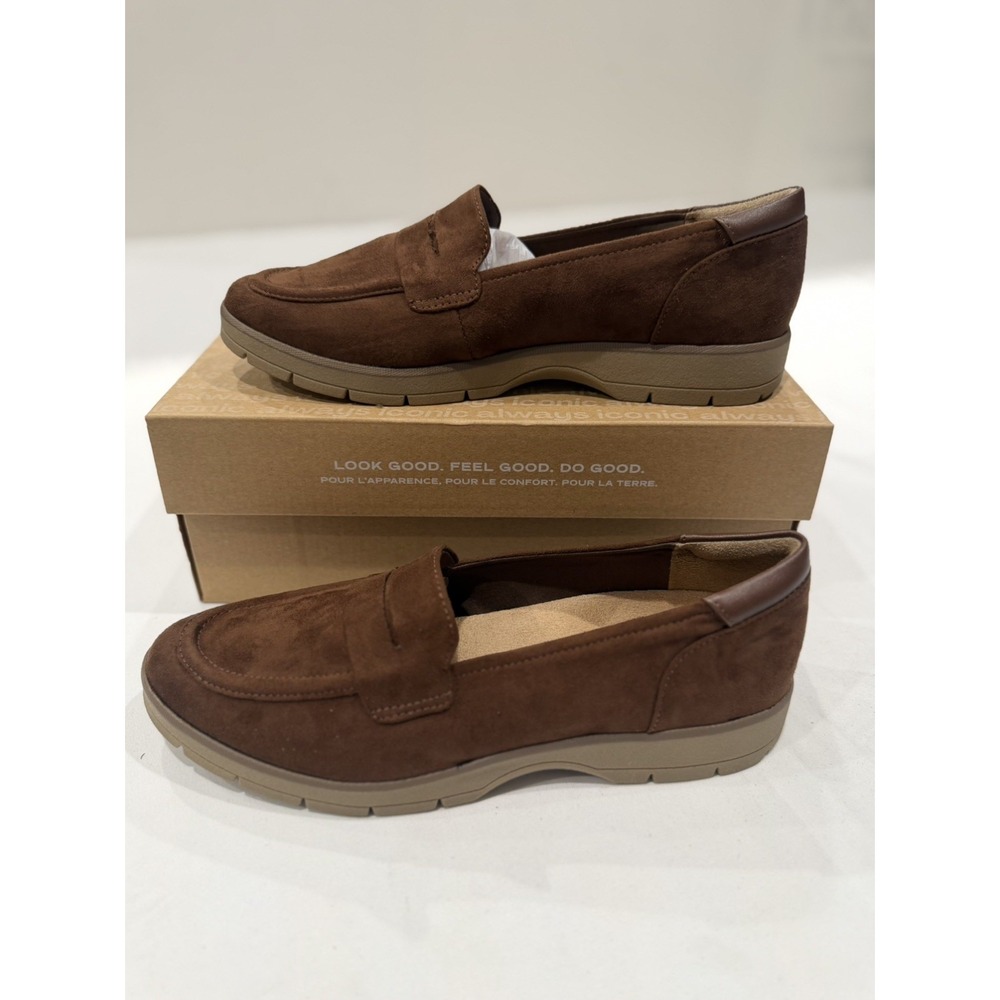 Dr. Scholl's Nice Day Penny Loafers Women's 9M Suede brown slip ons casual shoes